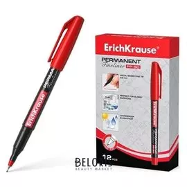Маркер - лайнер перманентный 0.6 мм Erich Krause FP-50 красный, чернила светостойкие, водостойкие