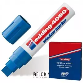 Маркер меловой Edding "4090", 4-15 мм, синий, влагостираемый, для гладких поверхностей