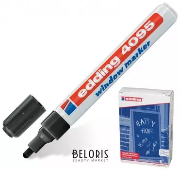 Маркер меловой Edding "4095", 2-3 мм, черный, влагостираемый, для гладких поверхностей