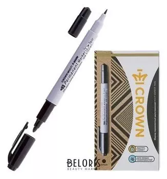 Маркер перманентный двухсторонний 4.0 мм/2.0 мм Crown чёрный