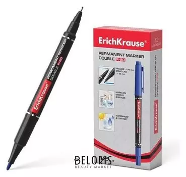 Маркер перманентный двухсторонний Erichkrause "Double P-80", синий 48184