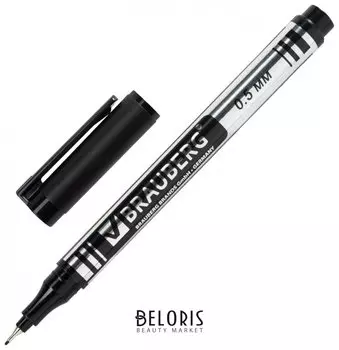 Маркер перманентный (Нестираемый) Brauberg "Jet", черный, супертонкий металлический наконечник, 0,5 мм