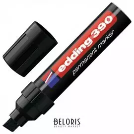 Маркер перманентный (нестираемый) Edding 390, черный, скошенный наконечник, 4-12 мм