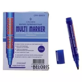 Маркер перманентный скошенный 5.0-1.0 мм Crown Multi Marker синий Cpm-800ch