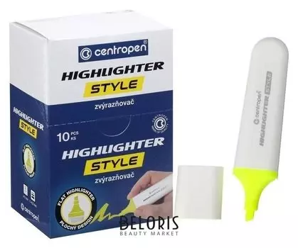 Маркер текстовыделитель 1-4,6 мм Centropen 6252/51 Style, флуор желтый 462520151