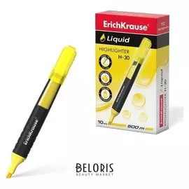 Маркер-текстовыделитель Erichkrause "Liquid H-30", желтый, жидкие чернила
