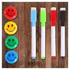 Маркеры цветные на водной основе со стиралкой 4 шт. + 4 магнита