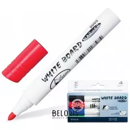 Маркеры для доски Koh-i-noor, набор 4 шт., ассорти, круглый наконечник, 2,5 мм