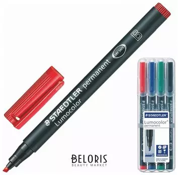 Маркеры перманентные (Нестираемые) Staedtler в наборе из 4 шт., ассорти, "Lumocolor", скошенные, 1-2,5 мм