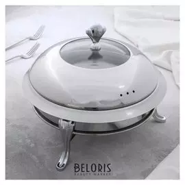 Мармит, 1,6 л, из нержавеющей стали с крышкой, на подставке, с подогревом