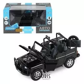 Машина метал «Уаз-469» 1:24 инерция, цвет чёрный, открываются двери, капот и багажник, световые и звуковые эффекты