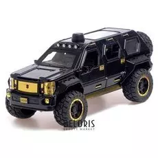 Машина металлическая «Джип», 1:24, открываются двери, капот, багажник, инерция, чёрный глянец