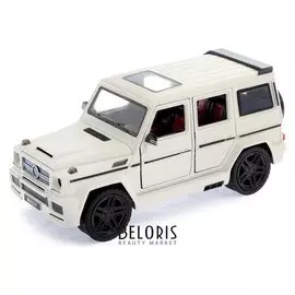 Машина металлическая «Джип», открываются двери, капот, багажник, инерция, цвет белый матовый