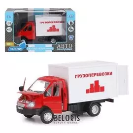 Машина металлическая «Газель-бизнес. грузоперевозки» 1:28, цвет красный, открываются двери, световые и звуковые эффекты