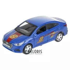 Машина металлическая «Hyundai Solaris. спорт», 12 см, открываются двери, инерция, цвет синий