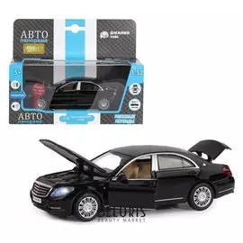 Машина металлическая Mercedes-benz S60 1:32, инерция, световые и звуковые эффекты, открываются двери, капот, багажник, цвет чёрный