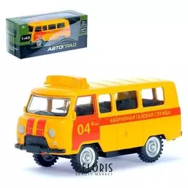 Машина металлическая Микроавтобус газовая служба инерционная масштаб 1:43