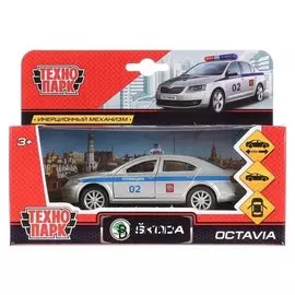 Машина металлическая полиция 12 см открывающиеся двери и багажник Scoda Octavia