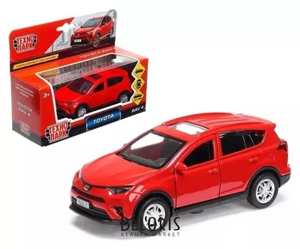 Машина металлическая Toyota RAV 4, 12 см, открывающиеся двери, инерционная, цвет красный