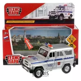 Машина металлическая УАЗ Hunter полиция, 12 см, свет, звук, открывающиеся двери, инерция