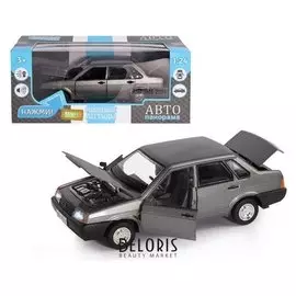 Машина металлическая «Ваз 21099» 1:22, инерция, цвет серый, открываются двери, капот и багажник