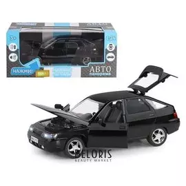 Машина металлическая «Ваз 2112» 1:22, инерция, цвет чёрный, открываются двери, капот и багажник