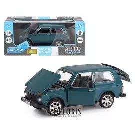 Машина металлическая «Ваз 21214» 1:22, инерция, цвет синий, открываются двери, капот и багажник