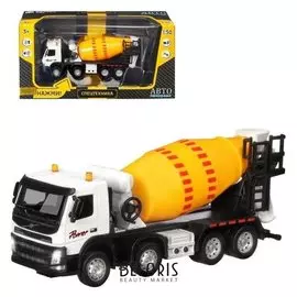 Машина металлическая «Volvo бетономешалка» 1:50, цвет бел, откидная кабина, подвижный барабан