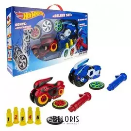 Машина Spin Racer. Deluxe Set, 16 см 2 пуск.мех + 3 диска, с аксес