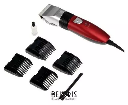 Машинка для стрижки Luazon Ltri-22, 2.5 Вт, насадки 3/6/9/12 мм, керамич. нож, акб, красная