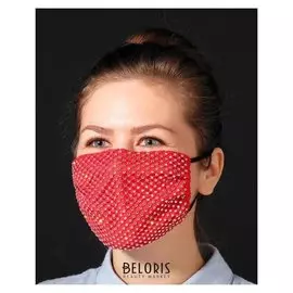 Маска декоративная, сеточка, цвет радужно-красный