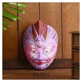 Маска дерево "Фиолетовая райская птица" батик 23 см