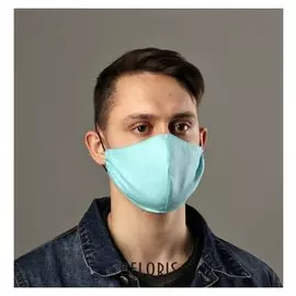 Маска тканевая двухслойная (Карман для доп. фильтра) 26х15см, голубая