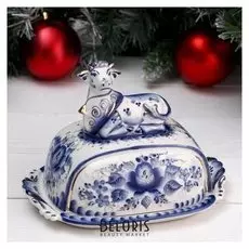 Масленка "Бык", гжель