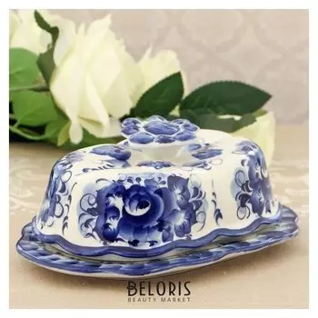 Маслёнка «Ромашка», 14×25×8 см, гжель