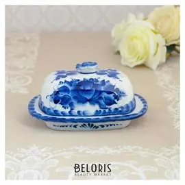 Маслёнка «Утро», 16×7×8 см, гжель