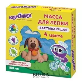 Масса для лепки застывающая "ЮНЛАНДИК И ДОМАШНИЕ ЛЮБИМЦЫ", 4 цвета по 45 мл