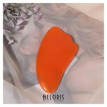 Массажёр гуаша «Скребок», 9,5 × 5,5 см, цвет оранжевый