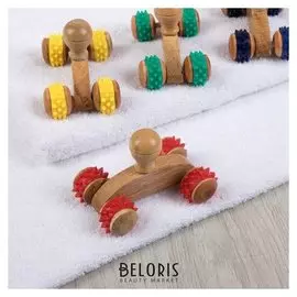 Массажёр универсальный, 4 колеса, деревянный