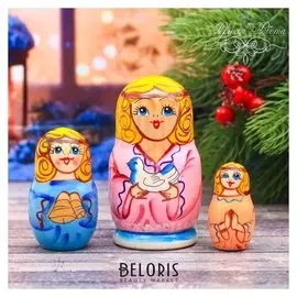 Матрёшка 3-х кукольная «Ангел рождественский», 11 см