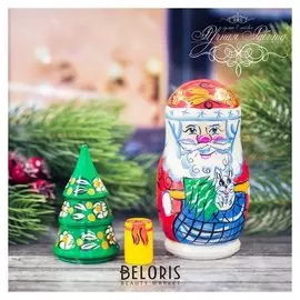 Матрёшка 3-х кукольная «Дед мороз с ёлкой»