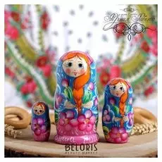 Матрёшка 3-х кукольная «Душа россии», розовая, 11 см