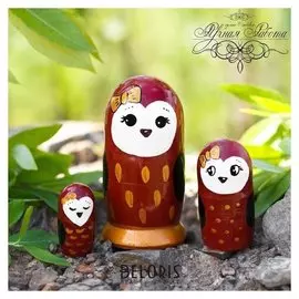 Матрёшка 3-х кукольная «Сова», 11 см