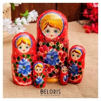 Матрёшка «Авдосья», красное платье, 5 кукольная, 18 см