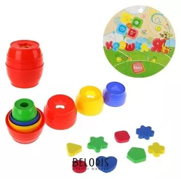 Матрёшка Бочонок логический: 4 матрёшки-бочонка и геометрические фигуры