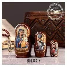 Матрёшка «Православная», 3 кукольная, неувядаемый цвет, спас, николай чудотворец