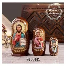 Матрёшка «Православная» 3 кукольная, спас, владимирская, николай чудотворец