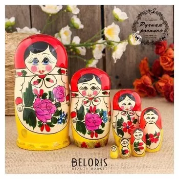 Матрёшка «Семёновская», красный платок, 7 кукольная, 17 см