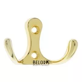 Мебельный крючок, двухрожковый,цвет латунь