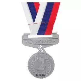 Медаль призовая с колодкой 158 диам 3,2 см. 2 место. цвет сер